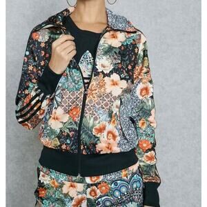 RARE Adidas Womens Farm Jardim Agharta Floral Firebird Trefoil Track Jacket
